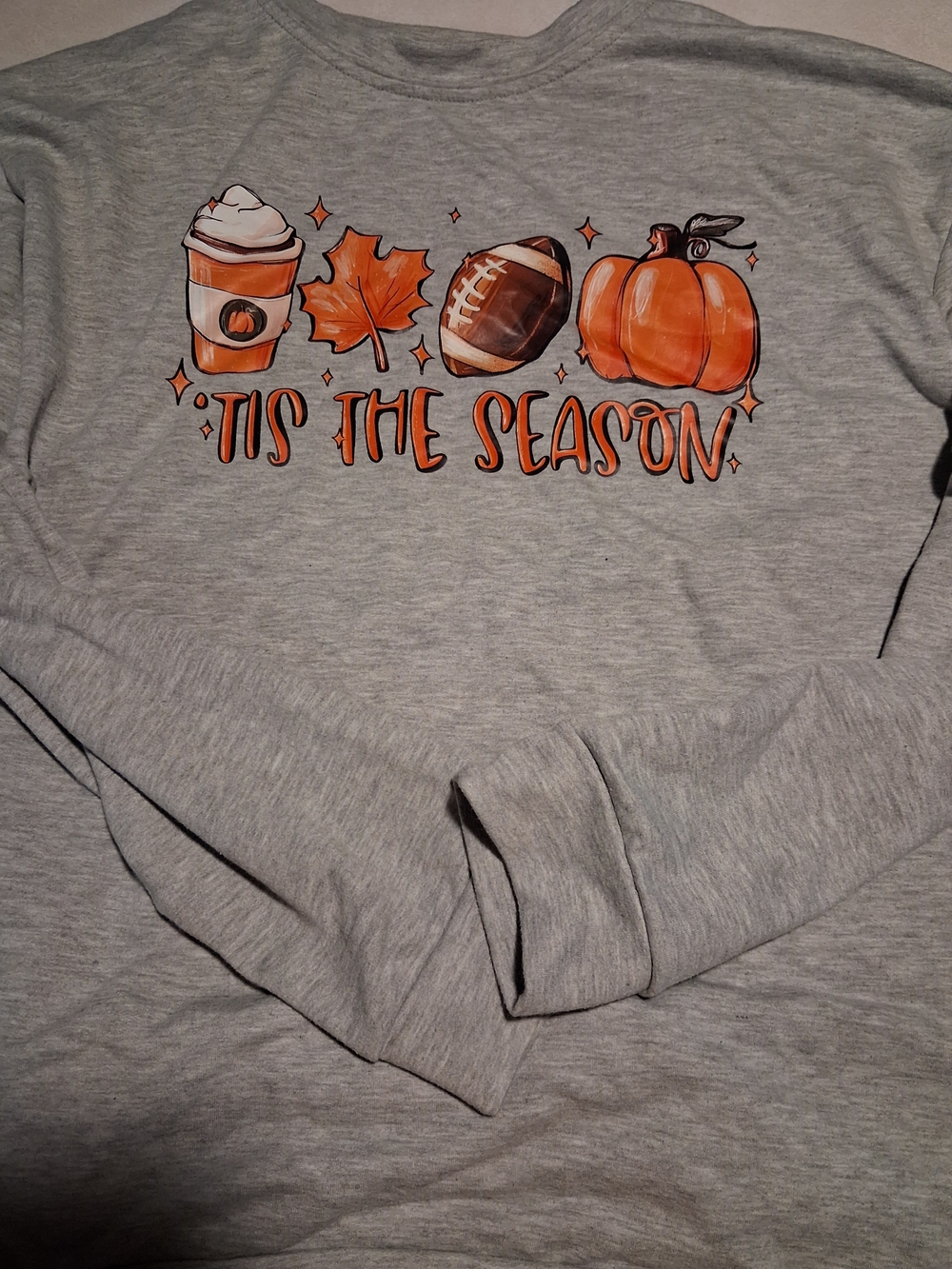 'Tis The Season Grey Sweatshirt with Orange Fall Graphics